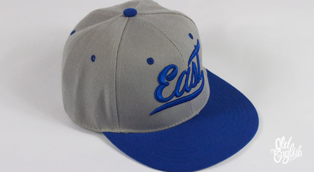 East OE Grey & Blue Snapback - Old English Brand