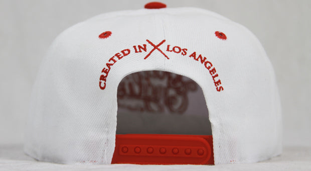 Members Only OE White & Red Snapback - Old English Brand